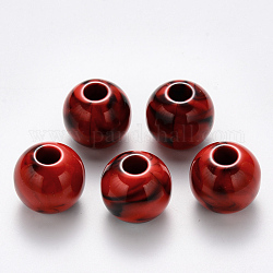 Acrylic Large Hole Beads, Imitation Gemstone Style, Rondelle, Dark Red, 24x22.5mm, Hole: 7.5mm, about 66pcs/500g