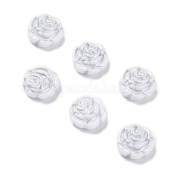 Perles acryliques opaques, métal enlacée, rose, blanc, 13.5x14x4.5~5mm, Trou: 1.6mm, environ 950 pcs/500 g