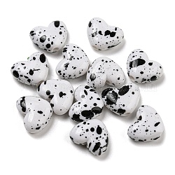 Perles acryliques opaques peintes à la bombe, cœur, blanc, 11x14x6mm, Trou: 2mm