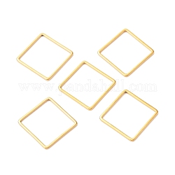 201 anelli di collegamento in acciaio inox, quadrato, oro, 15.5x15.5x1mm