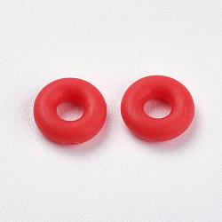 Perles de silicone, bricolage fabrication de bracelets, donut, rouge, 5x2mm, Trou: 1mm