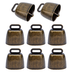 Ciondoli a campana in ferro retrò, rettangolo, bronzo antico, 43x35x24mm, Foro: 4x14 mm