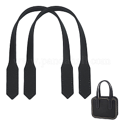 Correas de bolsa para coser de imitación de cuero pu, suministros para hacer bolsos diy, negro, 46x1.55~2.55x0.4 cm, agujero: 1.2 mm