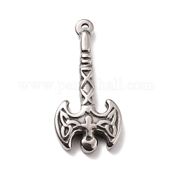 304 Stainless Steel Pendants, Axe, Stainless Steel Color, 34x16.5x14mm, Hole: 1.6mm