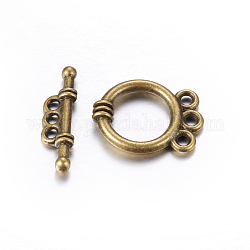 Aleación de estilo tibetano toggle corchetes, anillo, Bronce antiguo, Sin cadmio y níque y plomo, 18x14x3.5mm, agujero: 2 mm