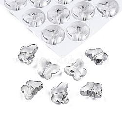 120pcs perle di vetro, farfalla, argento, 11.5x15x7mm, Foro: 1.4 mm