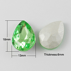 Diamante de imitación de cristal en punta, espalda plateada, facetados, lágrima, cal, 18x13x6mm