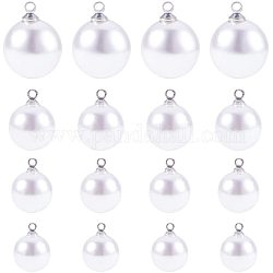 PandaHall 80pcs 4 Sizes Resin Imitation Pearl Pendants Pearl Dangle Charms Beads Beads with Bead Cap for Earring Bracelet Necklace Jewelry Making (8mm, 10mm, 12mm, 14mm)