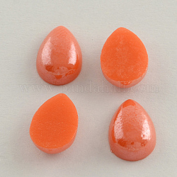 Pearlized Plated Opaque Glass Cabochons, teardrop, Orange Red, 23~25x17~18x6mm