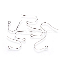 316 chirurgische Edelstahl-Ohrringhaken, mit horizontaler Schleife, Edelstahl Farbe, 18~19x13~14x0.7 mm, Bohrung: 2 mm, Stift: 0.7 mm