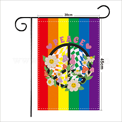 Gartenfahnen aus Polyester, Stolz/Regenbogenflagge, für Hausgarten-Yard-Dekorationen, Rechteck, Blumenmuster, 45x30 cm