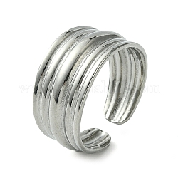 304 anello per polsino aperto scanalato in acciaio inossidabile, colore acciaio inossidabile, misura degli stati uniti 6 3/4 (17.1mm)