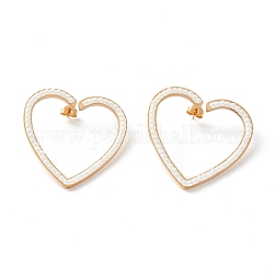 Серьги-гвоздики с открытым сердцем для женщин, розовое золото , белые, 40x39.5x3.5 мм, штифты : 0.7 мм