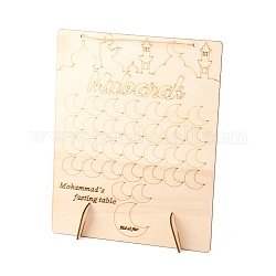 Planche à dessin commémorative du calendrier du compte à rebours en bois de peuplier, avec corde de chanvre et pinceau, Motif de lune, bisque, 224x279x2mm