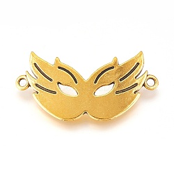 Tibetan Style Links, Lead Free, Half Faced Masquerade Mask, Antique Golden, 45x22x2mm, Hole: 2mm