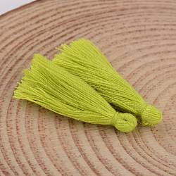 Decorazioni ciondolo filo di cotone della nappa, verde giallo, 25~31x5mm, circa 39~47pcs/scatola