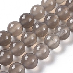 Gris agate brins de perles naturelles, Grade a, ronde, 8mm, Trou: 1mm, Environ 48 pcs/chapelet, 15.7 pouce
