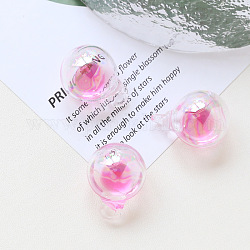 Colgante de cristal, charms de bolas redondas, color de rosa caliente, 28x20mm