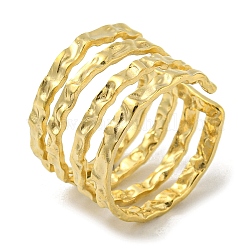 304 из нержавеющей стали широкая полоса кольцо, открытое кольцо-манжета с несколькими линиями, золотые, размер США 7 1/2 (17.7 мм)