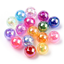 Transparent Acrylic Beads, AB Colors Plated, Round, Mixed Color, 6mm, Hole: 1.8mm, about 4800pcs/500g