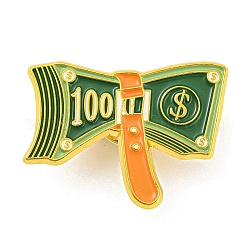 Spille smaltate con pacchetto di dollari, distintivo in lega d'oro per i vestiti dello zaino, verde mare scuro, 23x30.5x1mm