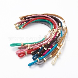 Fabbricazione del braccialetto del cavo di nylon intrecciato, con accessori di ottone, colore misto, 9-1/2 pollice (24 cm), link: 30x4 mm