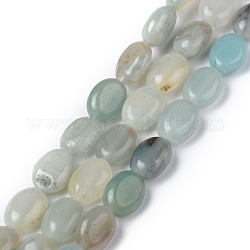 Natural Flower Amazonite Beads Strands, Oval, 8x6x3.5~4mm, Hole: 1mm, about 45~52pcs/strand, 15.16~15.74 inch(38.5~40cm)