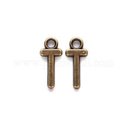 Tibetan Style Alloy Pendants, Cadmium Free & Nickel Free & Lead Free, Letter.T, T: 16x7x2mm, Hole: 2mm, about 1960pcs/1000g