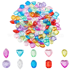 Pandahall elite 150pcs 10 couleurs perles acryliques transparentes, pour bijou de jouet, sans trou, plat rond & coeur & ovale & carré & rectangle & larme & oeil de cheval & triangle, couleur mixte, 23~32x17~24.5x5.5~7mm, 15 pcs / couleur