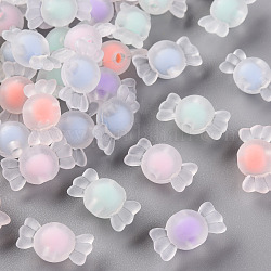 Perles en acrylique transparente, mat, Perle en bourrelet, candy, couleur mixte, 9x17x8.5mm, Trou: 2mm