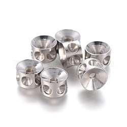 Supports de perles de strass en 304 acier inoxydable, colonne, couleur inoxydable, 8x5mm, Trou: 1.8mm, convient pour strass de 3 mm