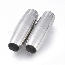 304 fermoirs magnétiques en acier inoxydable avec emembouts à coller, ovale, couleur inoxydable, 23x7.5x7.5mm, Trou: 4.5mm