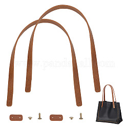 Manici imitazione in sacchetto di cuoio, per la sostituzione della riparazione della borsa della borsa, con rivetto in ferro, sella marrone, 60.7x1.8x0.4cm