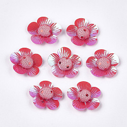 Schaumstoff-Cabochons, mit Pailletten / Pailletten und Polyester, Blume, rot, 42~44x43~45x10~12 mm, ca. 100 Stk. / Beutel