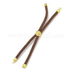 Fabrication de bracelets en cordons de nylon adaptés aux breloques de connecteur, avec des perles coulissantes en laiton doré, Plaqué longue durée, chameau, 8-5/8 pouce (22 cm), Trou: 1.9mm