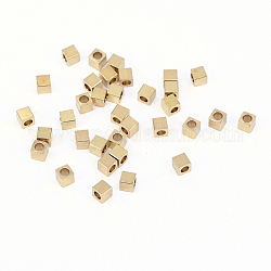 Perles séparateurs en laiton, sans nickel, cube, brut (non plaqué), 3x3mm, Trou: 2mm