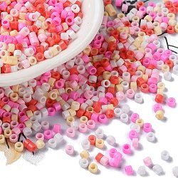 Backlack Glasperlen, Zylinderförmig, Perle rosa, 2.5x2 mm, Bohrung: 1.4 mm, ca. 5039 Stk. / 50 g