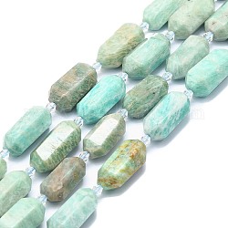 Natural Amazonite Beads Strands, Faceted, Double Terminated Pointed/Bullet, 25~27x13~15x12~13mm, Hole: 1.2mm, about 12~13pcs/strand, 15.35 inch(39cm)