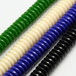 Abalorios de imitación de color ámbar heishi resina hebras, disco / plano y redondo, color mezclado, 10x3mm, agujero: 2 mm, aproximamente 130 pcs / cadena, 15.5 pulgada