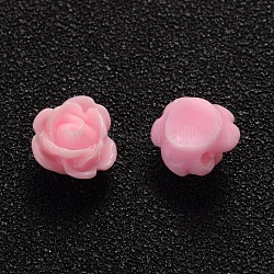 Abalorios de resina opaca, flor color de rosa, color de rosa caliente, 9x7mm, agujero: 1 mm