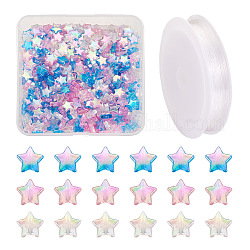Beadthoven 480Pcs 3 Colors Star Transparent Acrylic Beads, with 1 Roll Clear Elastic Crystal Thread, for DIY Children's Day Themed Stretch Bracelets Making Kits, Mixed Color, 10x10x4mm, Hole: 1.5mm
