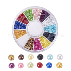 Абс пластмассовые кабошоны, имитации жемчуга, ногтей декоративные аксессуары, полукруглый, разноцветные, 3x1.5 мм, о 40шт / цвет, 480 шт / коробка