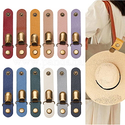 Wadorn 12 pièces 12 couleurs clips de chapeau de bande de cuir d'unité centrale, avec des clips de fer, pour sac de voyage sac à dos, couleur mixte, 31x2.5x65mm, 1 pc / couleur