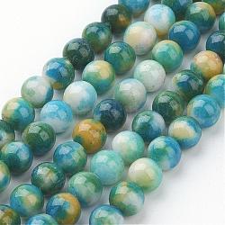 Jade Perlen Stränge, natürliche weiße Jade, gefärbt, Runde, Farbig, 8 mm, Bohrung: 1 mm, ca. 51 Stk. / Strang, 15.7 Zoll
