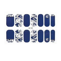 Полные наклейки для лака для ногтей, самоклеящийся, для дизайна ногтей наклейки маникюр советы украшения, Marine Blue, 14шт / лист