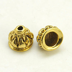 Tibetan Silver Bead Caps, Apetalous, Lead Free & Nickel Free & Cadmium Free, Antique Golden, 9.5x9.5mm, Hole: 1mm