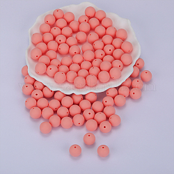 Round Silicone Focal Beads, Chewing Beads For Teethers, DIY Nursing Necklaces Making, Salmon, 15mm, Hole: 2mm