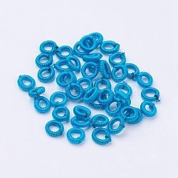 Perles de corde en nylon, anneau, bleu clair, 6~6.5x1.5mm, trou: 3.5 mm, environ 93~98 PCs / sachet 