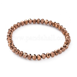 Bracelets extensibles avec perles en verre électrolytique, facette, rondelle, cuivre plaqué, 2-1/8 pouce (5.5 cm)