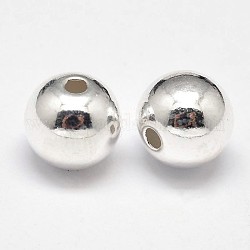 925 Sterling Silber Perlen, nahtlose runde Perlen, Silber, 10 mm, Bohrung: 1.8 mm